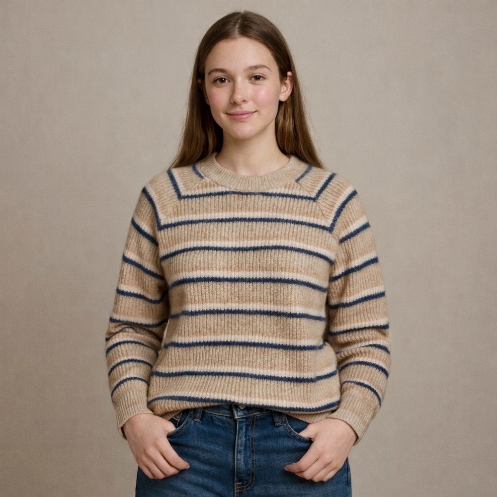 Volcom Beige and Blue Striped Sweater